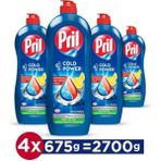 Pril Elde Yıkama Sıvı Bulaşık Deterjanı 4 x 675G Limon Kokulu Kendinden Yağ Çözme Etkisi