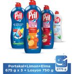 Pril Limon 653ml + Pril Türkiye Serisi 653ml x 2 Adet (Portakal + Elma Kokulu) + Pril Losyon Aloe Vera 750ml Sıvı Bulaşık Deterjanı