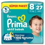 Prima Aktif Bebek Bezi Süper Paket 8 Numara 27 Adet