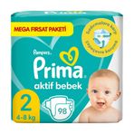 Prima Aktif Bebek No:2 Mini 98 Adet Bebek Bezi