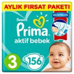 Prima Aktif Bebek No:3 Midi 156 Adet Bebek Bezi