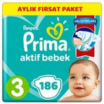 Prima Aktif Bebek No:3 Midi 186 Adet Bebek Bezi