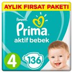 Prima Aktif Bebek No:4 Maxi 136 Adet Bebek Bezi