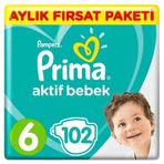 Prima Aktif Bebek No:6 XLarge 102 Adet Bebek Bezi