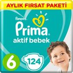 Prima Aktif Bebek No:6 XLarge 124 Adet Bebek Bezi
