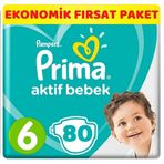 Prima Aktif Bebek No:6 XLarge 80 Adet Bebek Bezi
