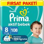 Prima Aktif Bebek No:8 XXXLarge 108 Adet Bebek Bezi