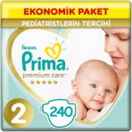 Prima Bebek Bezi 2 Beden 4-8 Kg Bantlı 240 Adet Yenidoğan İçin Ekonomik Paket