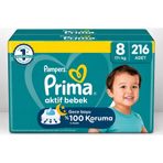 Prima Bebek Bezi 8 Beden 17+ KG XXX Large 216 Adet Süper Ultra Pk