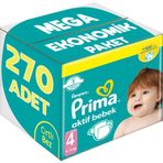 Prima Bebek Bezi Beden:4 (9-14Kg) Maxi 270 Adet Mega Ekonomik Pk