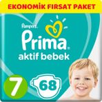 Prima Bebek Bezi Beden:7 (15+Kg) XX Large 68 Adet Ekonomik Fırsat
