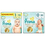 Prima Bebek Bezi Premium Care 1 Beden 70 Adet Yenidoğan Jumbo Paket & Prima Bebek Bezi Premium Care 0 Beden 30 Adet Prematüre Tekli Paket