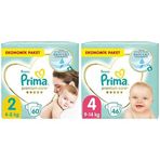 Prima Bebek Bezi Premium Care 2 Beden 60 Adet Mini Jumbo Paket & Prima Bebek Bezi Premium Care 4 Beden 46 Adet Maxi Jumbo Paket