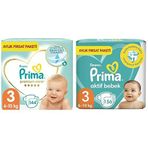 Prima Bebek Bezi Premium Care 3 Beden 144 Adet Midi Aylık Fırsat Paketi & Prima Bebek Bezi Aktif Bebek 3 Numara 156 Adet Aylık Fırsat Paketi
