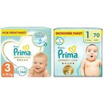 Prima Bebek Bezi Premium Care 3 Beden 144 Adet Midi Aylık Fırsat Paketi & Prima Bebek Bezi Premium Care 1 Beden 70 Adet Yenidoğan Jumbo Paket