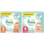 Prima Bebek Bezi Premium Care 3 Beden 144 Adet Midi Aylık Fırsat Paketi & Prima Bebek Bezi Premium Care 4 Beden 46 Adet Maxi Jumbo Paket