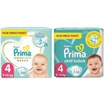 Prima Bebek Bezi Premium Care 4 Beden 126 Adet Maxi Aylık Fırsat Paketi & Prima Bebek Bezi Aktif Bebek 4 Numara 136 Adet Aylık Fırsat Paketi