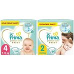 Prima Bebek Bezi Premium Care 4 Beden 126 Adet Maxi Aylık Fırsat Paketi & Prima Bebek Bezi Premium Care 2 Beden 60 Adet Mini Jumbo Paket