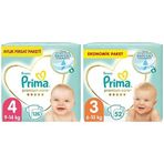 Prima Bebek Bezi Premium Care 4 Beden 126 Adet Maxi Aylık Fırsat Paketi & Prima Bebek Bezi Premium Care 3 Beden 52 Adet Midi Jumbo Paket