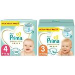 Prima Bebek Bezi Premium Care 4 Beden 126 Adet Maxi Aylık Fırsat Paketi & Prima Bebek Bezi Premium Care 3 Beden 96 Adet Ultra Fırsat Paketi
