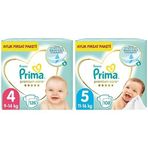 Prima Bebek Bezi Premium Care 4 Beden 126 Adet Maxi Aylık Fırsat Paketi & Prima Bebek Bezi Premium Care 5 Beden 108 Adet Junior Aylık Fırsat Paketi