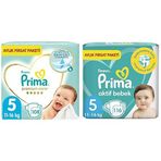 Prima Bebek Bezi Premium Care 5 Beden 108 Adet Junior Aylık Fırsat Paketi & Prima Bebek Bezi Aktif Bebek 5 Numara 116 Adet Aylık Fırsat Paketi