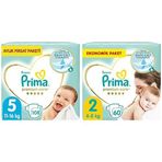 Prima Bebek Bezi Premium Care 5 Beden 108 Adet Junior Aylık Fırsat Paketi & Prima Bebek Bezi Premium Care 2 Beden 60 Adet Mini Jumbo Paket