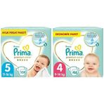 Prima Bebek Bezi Premium Care 5 Beden 108 Adet Junior Aylık Fırsat Paketi & Prima Bebek Bezi Premium Care 4 Beden 46 Adet Maxi Jumbo Paket