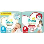 Prima Bebek Bezi Premium Care 5 Beden 108 Adet Junior Aylık Fırsat Paketi & Prima Külot Bebek Bezi Premium Care 5 Beden 34 Adet Junior İkiz Paket