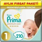 Prima Bebek Bezi Premium Care Ekonomik Paket 1 Beden 210'lu PKT.PRIMA.178 1 Numara