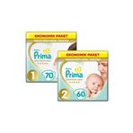 Prıma Bebek Bezi Premium Care Yenidogan 1 Beden 70 Adet + 2 Beden 60 Adet Set