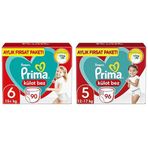 Prima Külot Bez 6 Beden 90 Bebek Bezi 15kg+ & Prima Külot Bez 5 Beden 96 Bebek Bezi 12kg-17kg