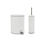 Prima Nova Cigo 2'li Banyo Seti Banyo Çelik Çöp Kovası + Tuvalet Fırçası - Beyaz
