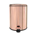 Prima Nova Cigo 6 LT Yumuşak Kapanan Pedallı Banyo Mutfak Ofis Çelik Çöp Kovası - Rose Gold & İç Kısım Siyah