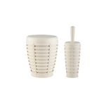 Prima Nova Palm 2'li Banyo Seti Çöp Kovası + Tuvalet Fırçası - Bej