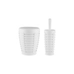 Prima Nova Palm 2'li Banyo Seti Çöp Kovası + Tuvalet Fırçası - Beyaz