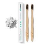 Primal Life Organics - Kömür diş fırçası, kömür ve bambudan yapılmıştır, biyolojik olarak çözünebilir, BPA içermez, çocuklar ve yetişkinler için mükemmel, geri dönüştürülebilir, diş eti ve dişlere nazikçe masaj yapar, sıfır atık diş fırçası, (2'li paket)