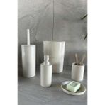 Primanova 5 Parça Bej Plastik Kapaklı Banyo Seti Modern Minimalist Tasarım Kolay Temizlik