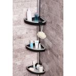 Primanova N38 Venta Siyah Banyo Köşe Rafı Yaylı Montaj Paslanmaz Alüminyum Malzeme ile Modern Tasarım