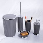 Primanova Nely Gri Banyo Seti Modern Stil Plastik Malzeme ile Şık Tasarım 5 Parça