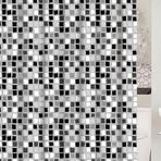 Primanova Paradise Grey Siyah Beyaz Banyo Perdesi