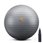 primasole Denge Stabilitesi için Yoga ve Egzersiz Topu Fitness Egzersiz Pilates Ev Ofis ve Spor Salonu Şişirme Pompası ile. (55 cm Gümüş Grisi) PSS91NH061A