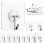 Prime 10 Adet Şeffaf Duvar Askısı Iz Bırakmayan Güçlü Yapışkanlı Kapı Arkası Banyo Mutfak Düzenleyici Metal Kanca Askılık - 00 Beyaz - Option-1