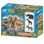 Prime 15545 3D Afrika Hayvanları 100 Parça Puzzle ve Figür Set