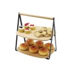 Prime 2 Katlı Dikdörtgen Bambu Servis Sunum Seti Büyük Boy, Kuru Pasta, Kurabiye ve Kek Sunumları Için Büyük Boy (34CM-26.5CM-16CM) - Option-1
