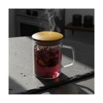 Prime Bambu Kapaklı Cam Süzgeçli Kupa 350 ml | Bitki Çayı, Demleme Çay ve Kahve Kupası | Borosilikat Dayanıklı Cam | Düz Model - 0 - Siyah - Option-1
