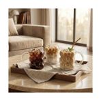 Prime Boncuk Desenli Borosilikat Cam Bardak, 350 ml Geniş Kapasite, Dayanıklı Yapı, Bulaşık Makinesinde Yıkanabilir, Ev Ofis Restoran Için Uygun Kulplu Kahve Espresso Sunum Bardağı - 0 - Siyah - Option-1