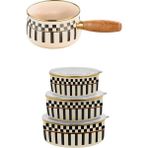 Prime Cream 3’lü Emaye Saklama Kabı ve Emaye Sütlük Sosluk 14 cm - 1 lt - Krem