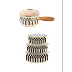 Prime Cream 3’Lü Emaye Saklama Kabı Ve Emaye Sütlük Sosluk 14 Cm