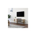 Prime Duama Tv Sehpası – Metal Ayaklı, Açık Raflı Tasarım, 120 Cm, Antik Ceviz - Abanoz - Option-1